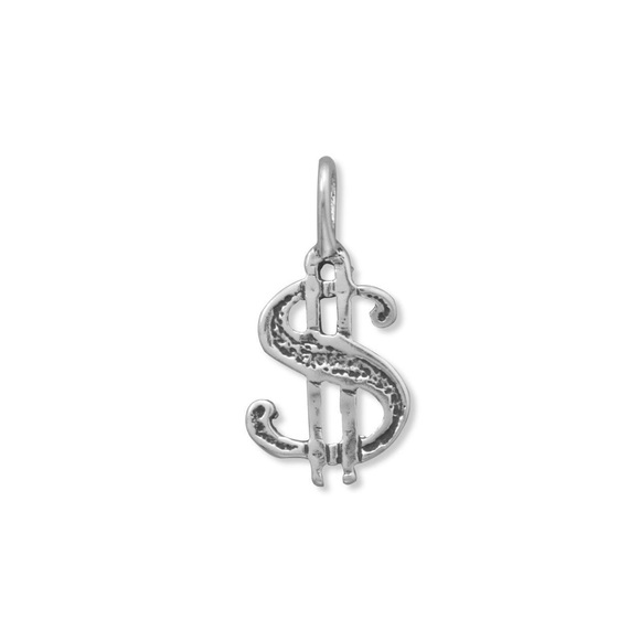 Oxidized Dollar Sign Charm - Picture 2 of 3